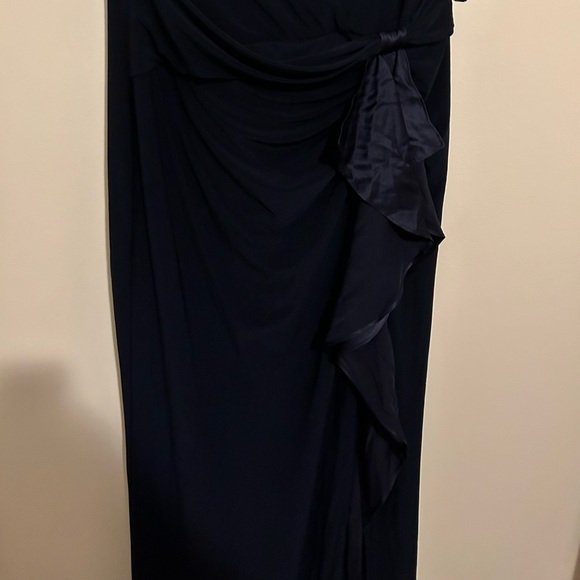 Lauren Ralph Lauren Evening Gown | Navy Blue | Faux Wrap | Size 16 | NWT | A09 - Picture 2 of 12
